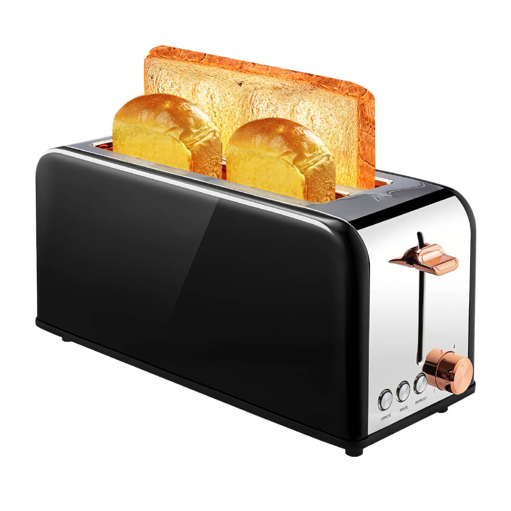4-Slice 1500W Stainless Steel Toaster with Extra Long Slots and 6 Settings